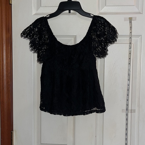Hollister blouse-small- black lace off the shoulder crop top. - Picture 2 of 6